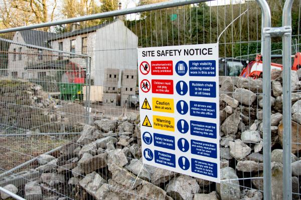 site safety sign on a building site